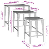 vidaXL Tafeltjesset 3 st poly rattan zwart