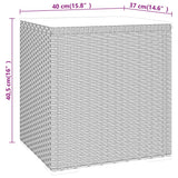 vidaXL Bijzettafel 40x37x40,5 cm poly rattan en gehard glas grijs