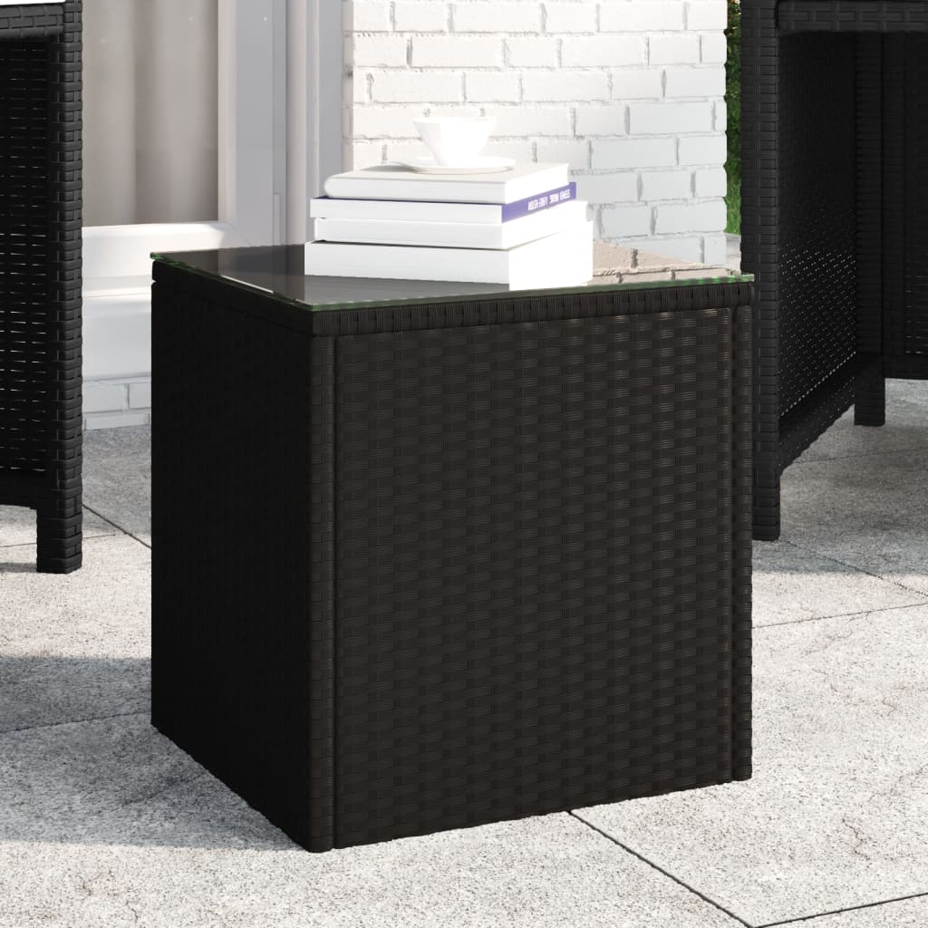 vidaXL Bijzettafel 40x37x40,5 cm poly rattan en gehard glas grijs
