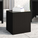 vidaXL Bijzettafel 40x37x40,5 cm poly rattan en gehard glas grijs