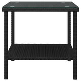 vidaXL Bijzettafel 45x45x45 cm poly rattan en gehard glas zwart