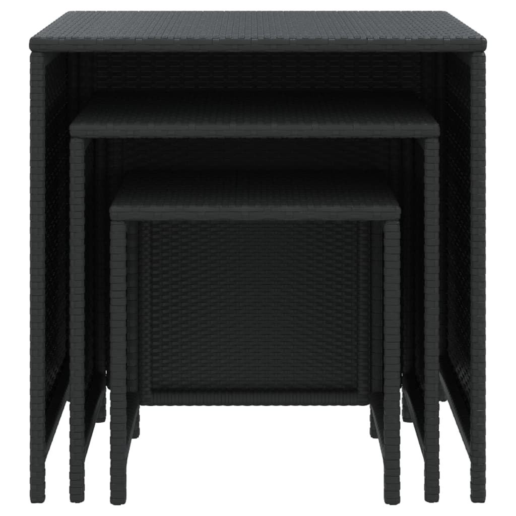 vidaXL Tafeltjesset 3 st poly rattan zwart