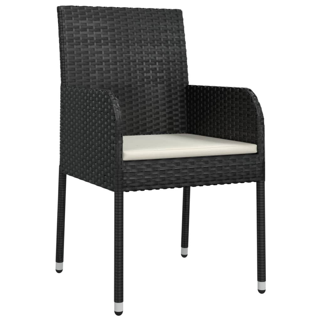 vidaXL Tuinstoelen 2 st met kussens poly rattan zwart