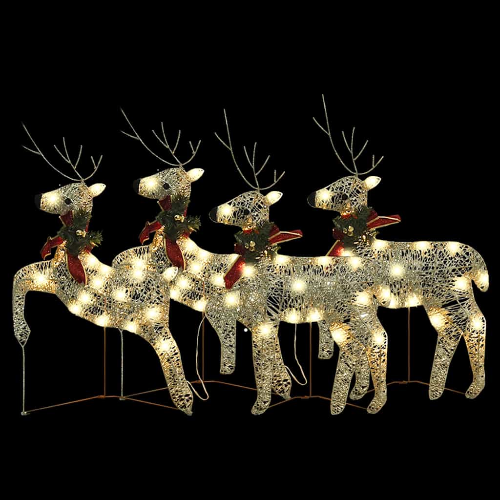 vidaXL Christmas Reindeer 4 pcs 80 LEDs Gold