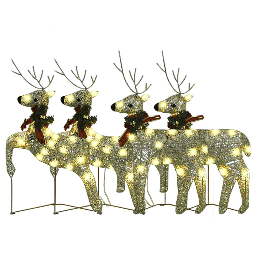 vidaXL Christmas Reindeer 4 pcs 80 LEDs Gold