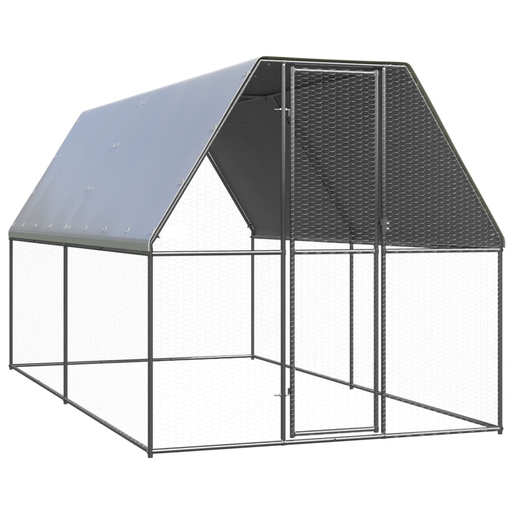 vidaXL Buitenhok voor kippen 2x4x2 m gegalvaniseerd staal