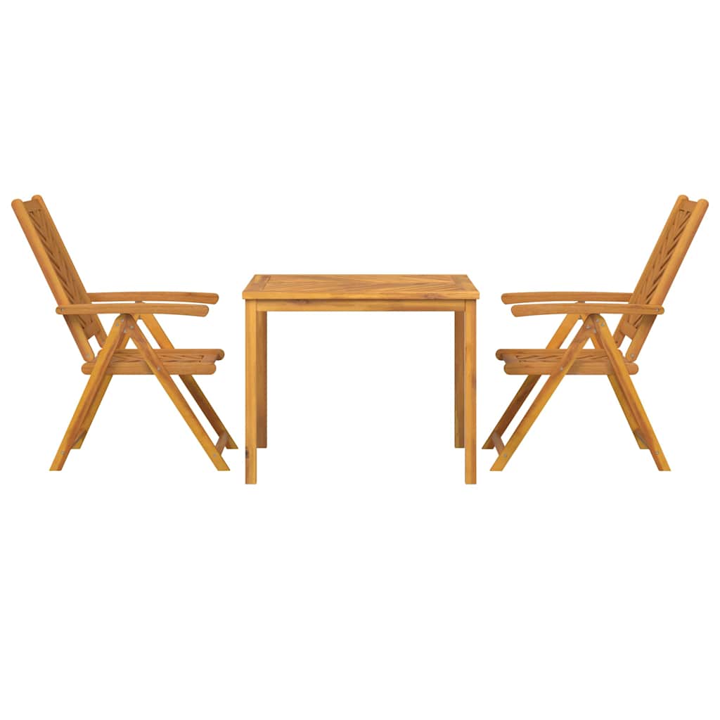 vidaXL Tuin Eettafel Set 3 pcs Bruin Massief Acacia Hout