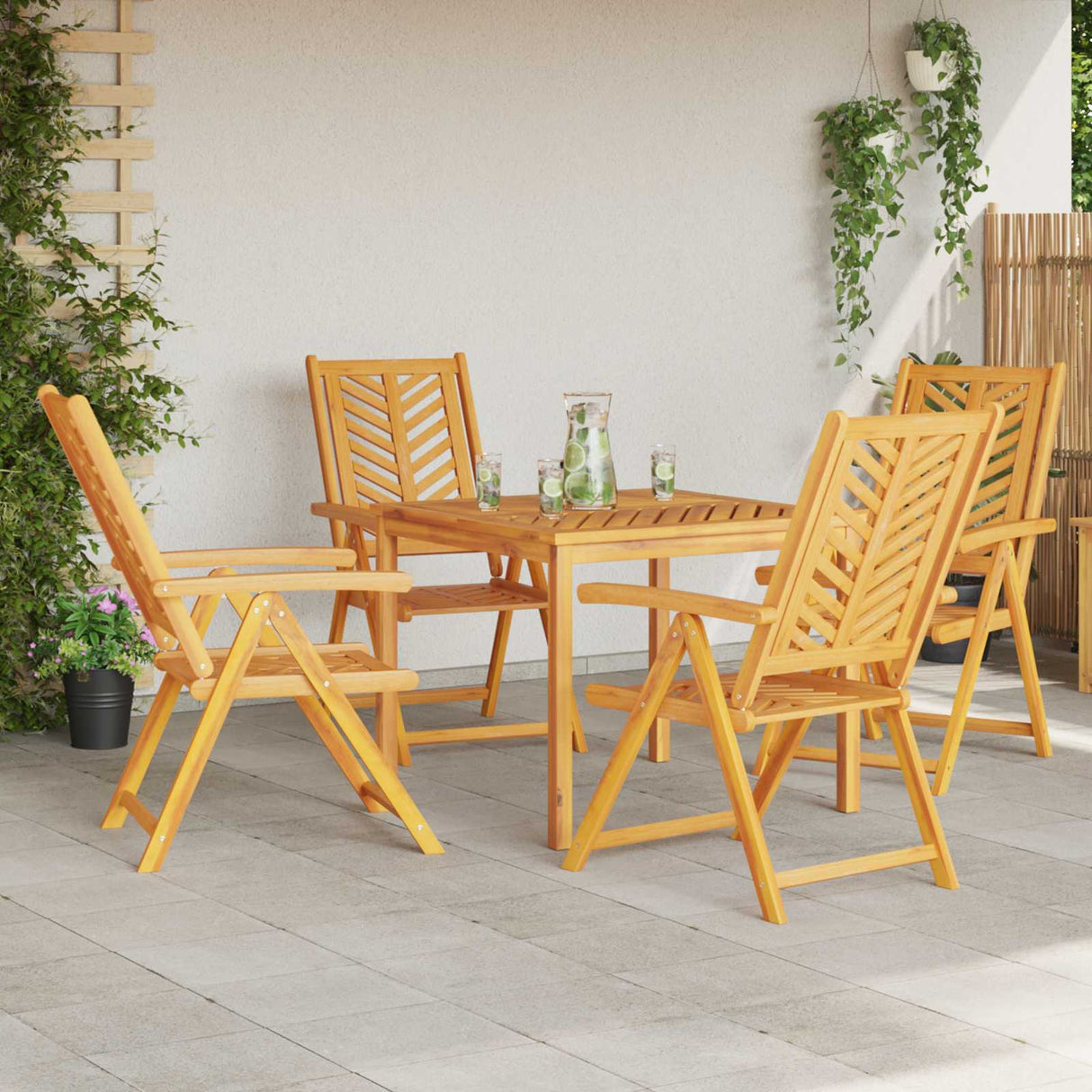 vidaXL Tuinstoel 4 pcs Bruin 57 x 72 x 109 cm Massief Acacia Hout