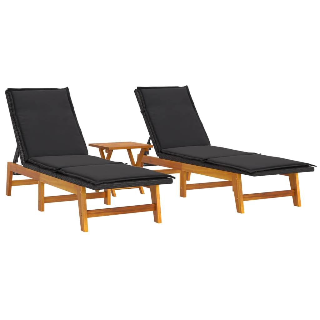 vidaXL Ensemble de salon 3 pièces poly rotin et acacia massif