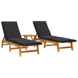 vidaXL Ensemble de salon 3 pièces poly rotin et acacia massif