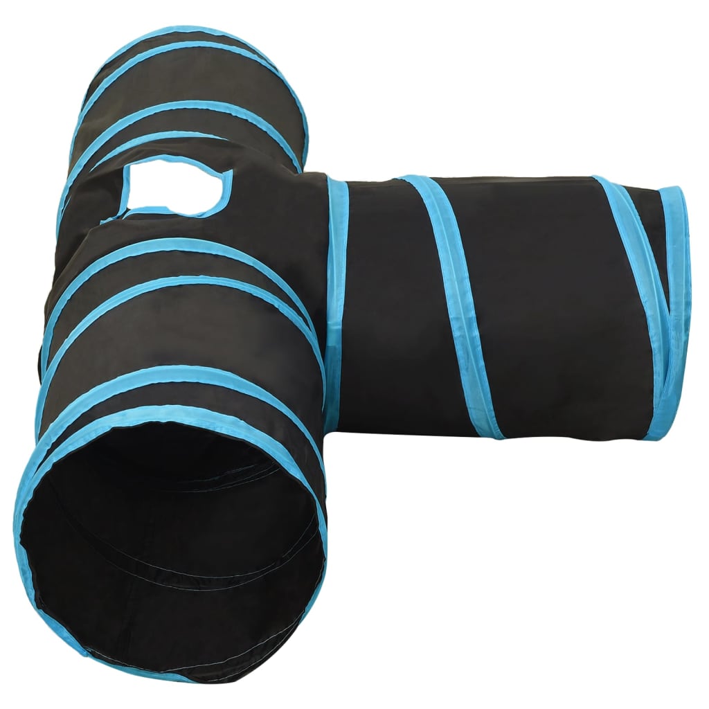 vidaXL Cat Tunnel 3-Way 90 cm Polyester Black and Blue
