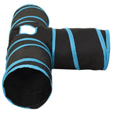 vidaXL Cat Tunnel 3-Way 90 cm Polyester Black and Blue