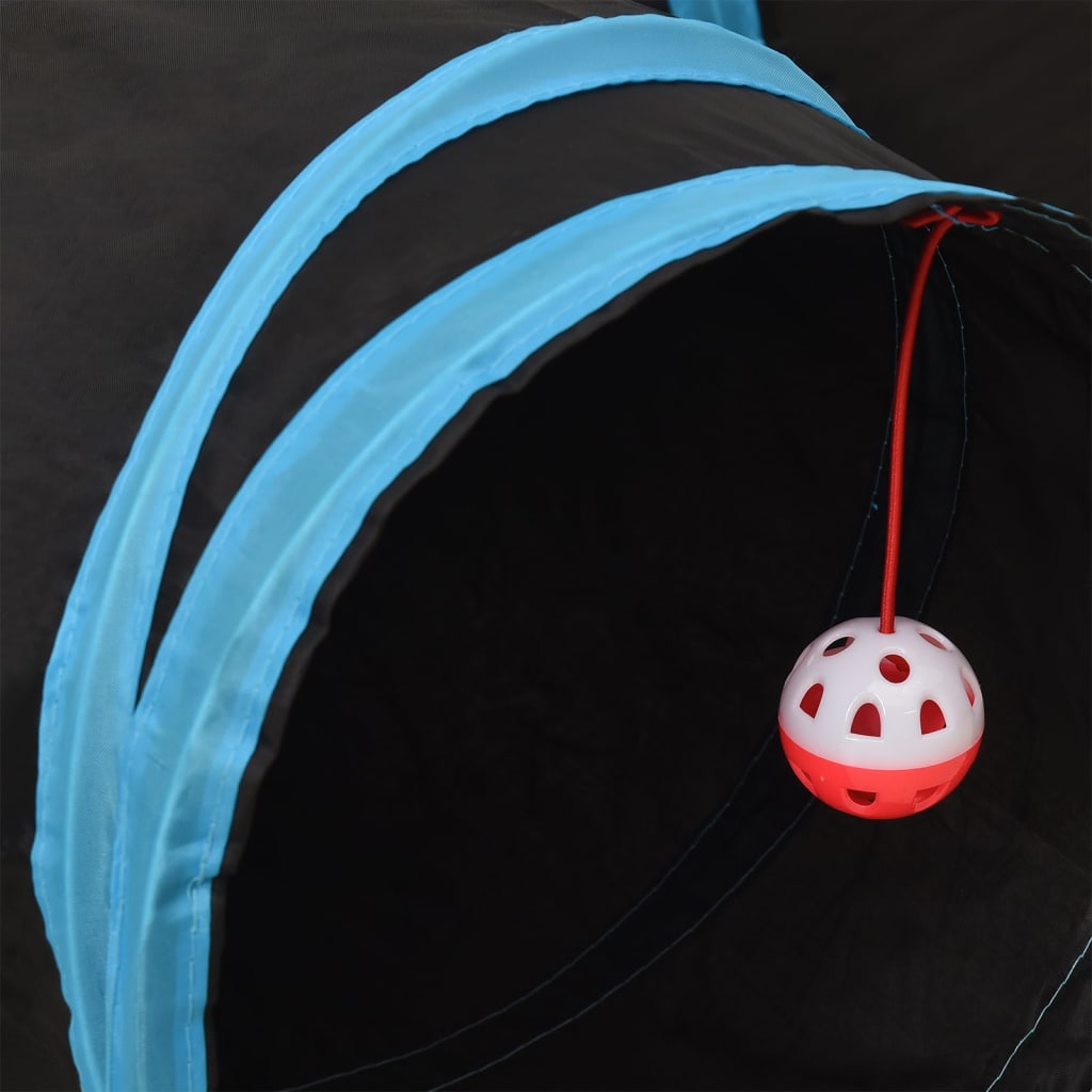 vidaXL Cat Tunnel 3-Way 90 cm Polyester Black and Blue