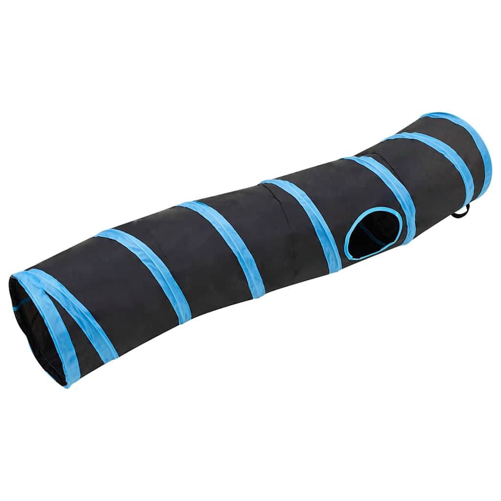 vidaXL Kattentunnel S-vorm 122 cm polyester zwart en blauw