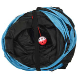 vidaXL Kattentunnel S-vorm 122 cm polyester zwart en blauw
