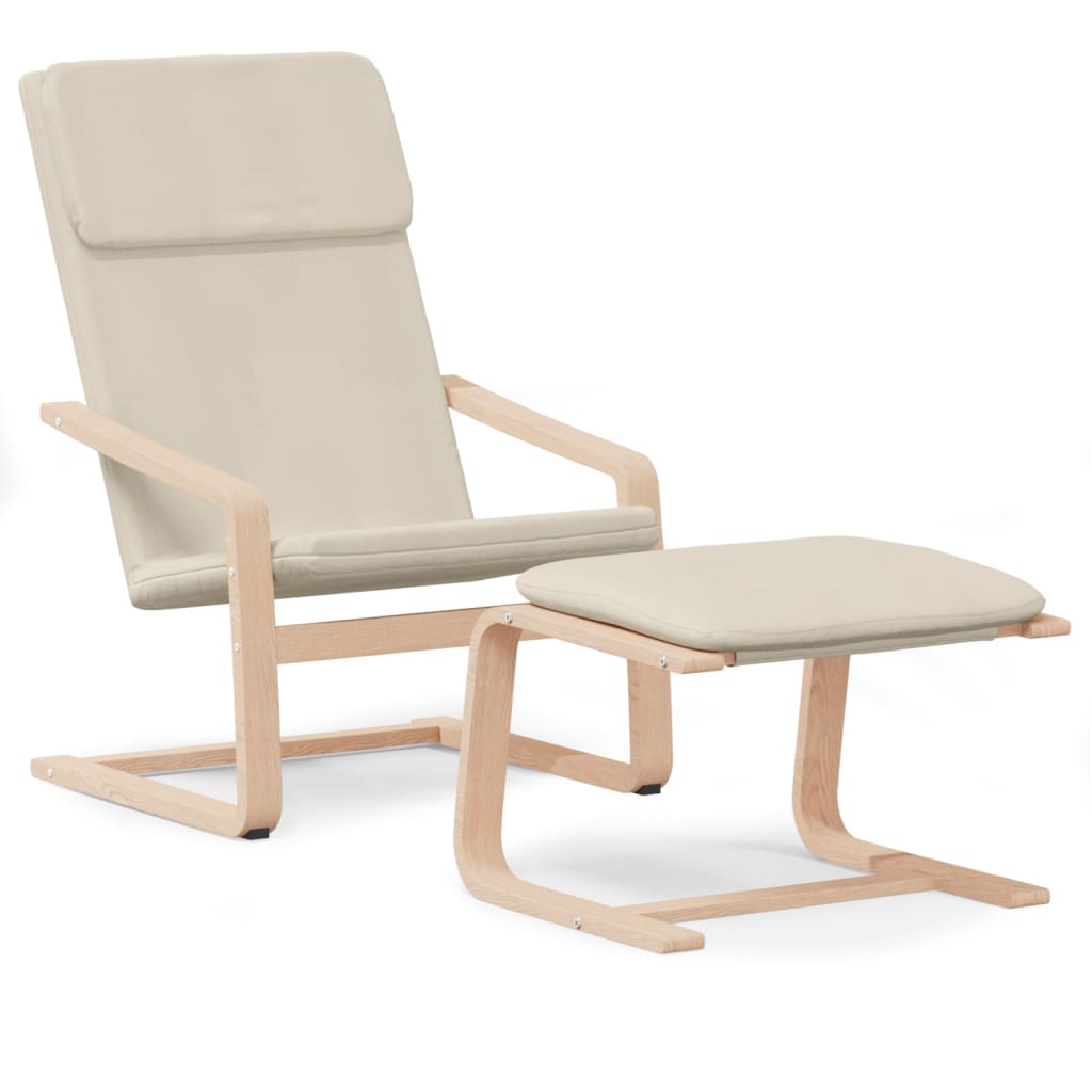 vidaXL Relaxstoel met voetenbank stof crèmekleurig