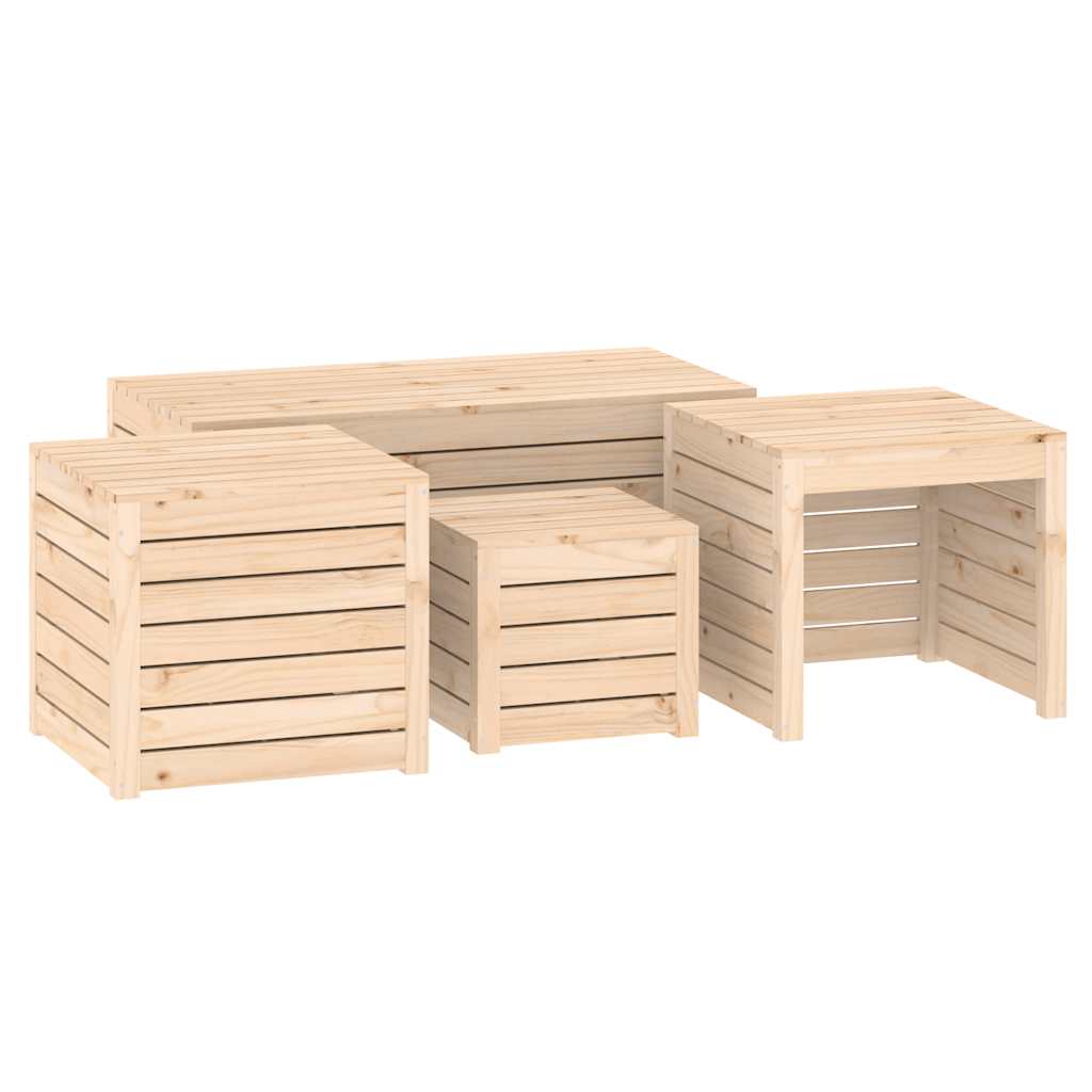 vidaXL 4-delige Tuinboxset massief grenenhout
