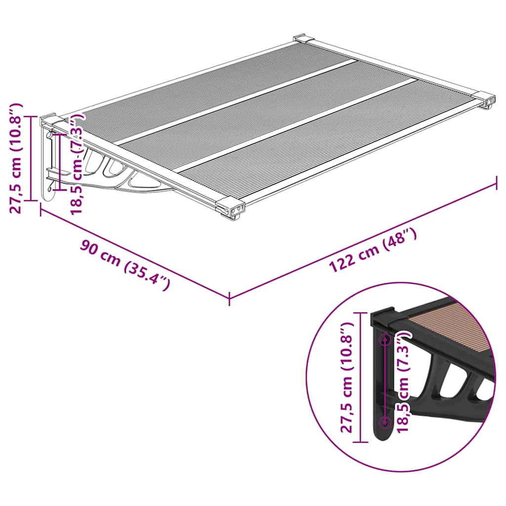 vidaXL Deurluifel 122x90 cm polycarbonaat zwart