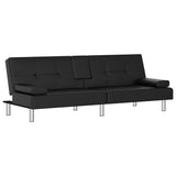 vidaXL Sofa Bed with Cup Holders Faux Leather Black