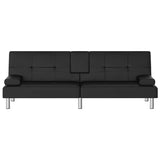 vidaXL Sofa Bed with Cup Holders Faux Leather Black