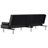 vidaXL Sofa Bed with Cup Holders Faux Leather Black