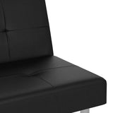 vidaXL Sofa Bed with Cup Holders Faux Leather Black