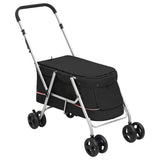 vidaXL Foldable Dog Stroller 100x49x96 cm Linen Fabric Black