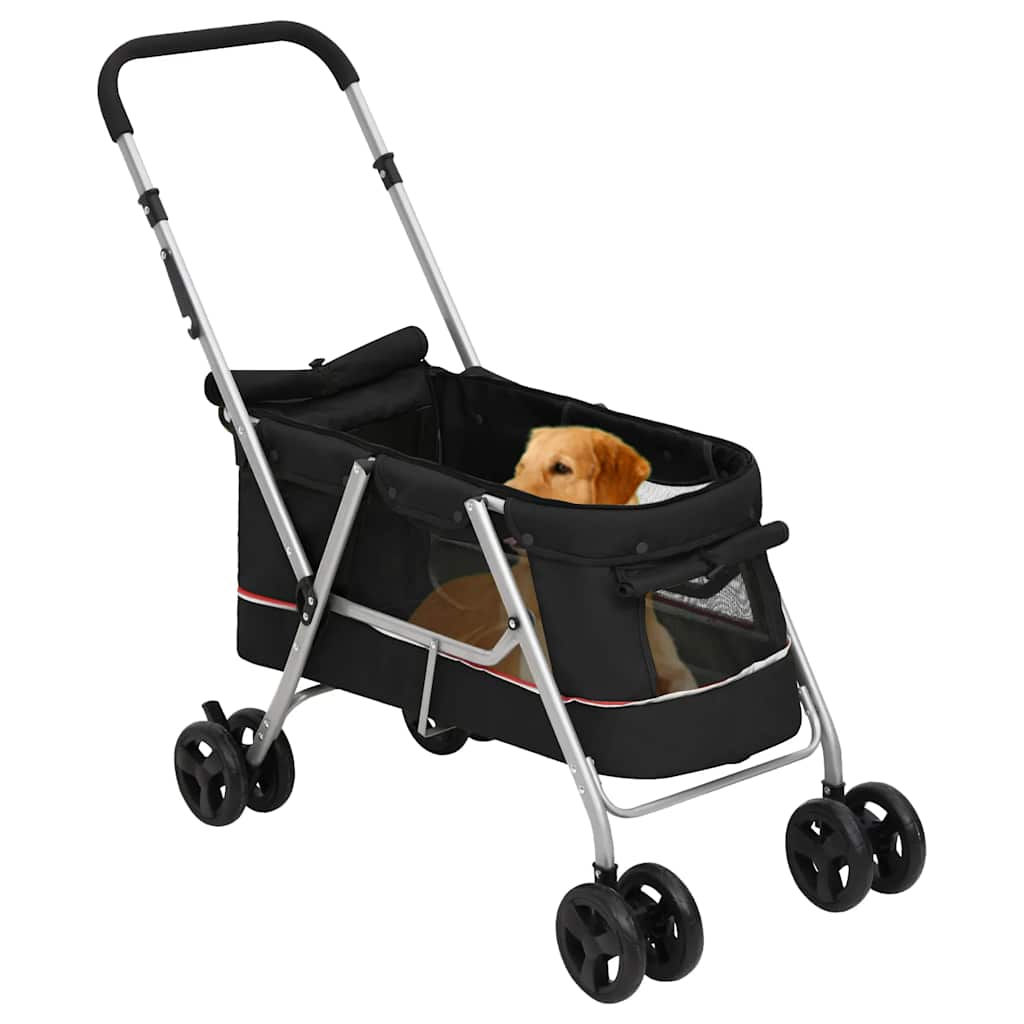 vidaXL Foldable Dog Stroller 100x49x96 cm Linen Fabric Black