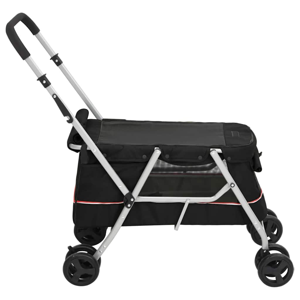 vidaXL Foldable Dog Stroller 100x49x96 cm Linen Fabric Black