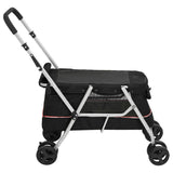 vidaXL Foldable Dog Stroller 100x49x96 cm Linen Fabric Black