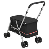 vidaXL Foldable Dog Stroller 100x49x96 cm Linen Fabric Black
