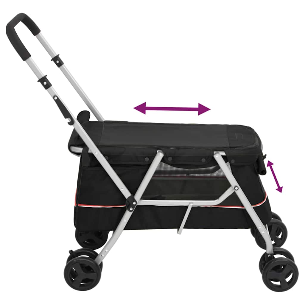 vidaXL Foldable Dog Stroller 100x49x96 cm Linen Fabric Black