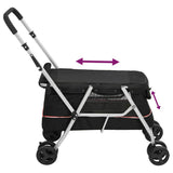 vidaXL Foldable Dog Stroller 100x49x96 cm Linen Fabric Black