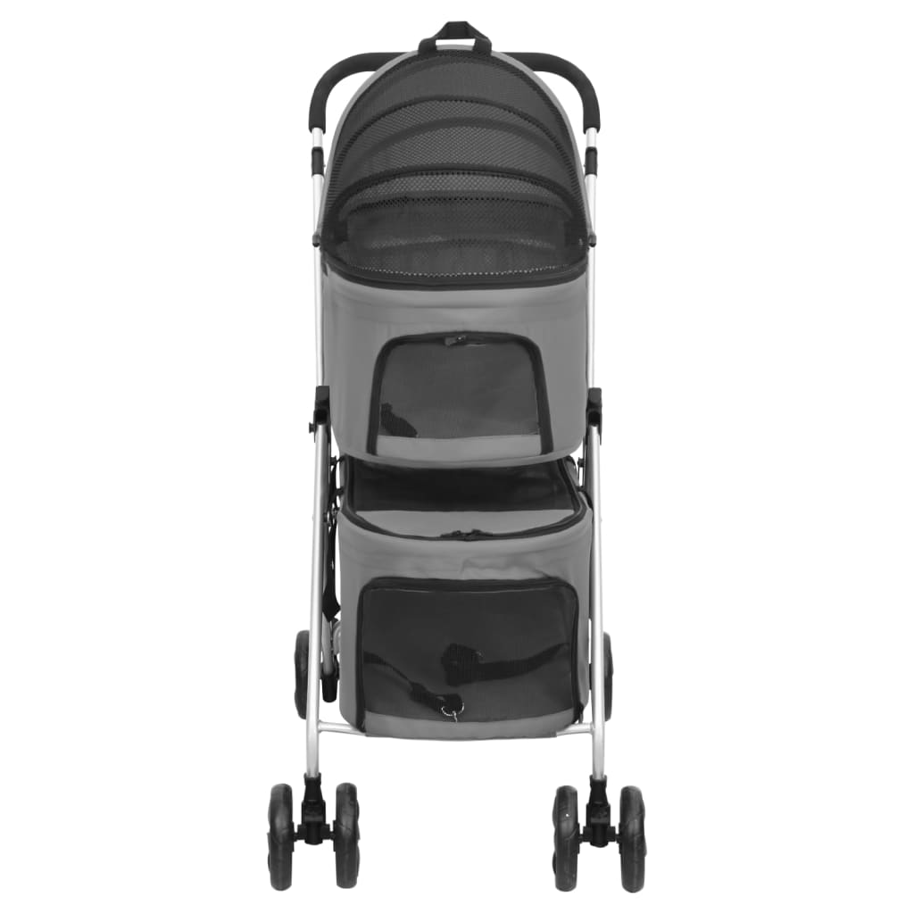vidaXL Hondenwagen 2-laags inklapbaar 83x48x97 cm oxford stof grijs