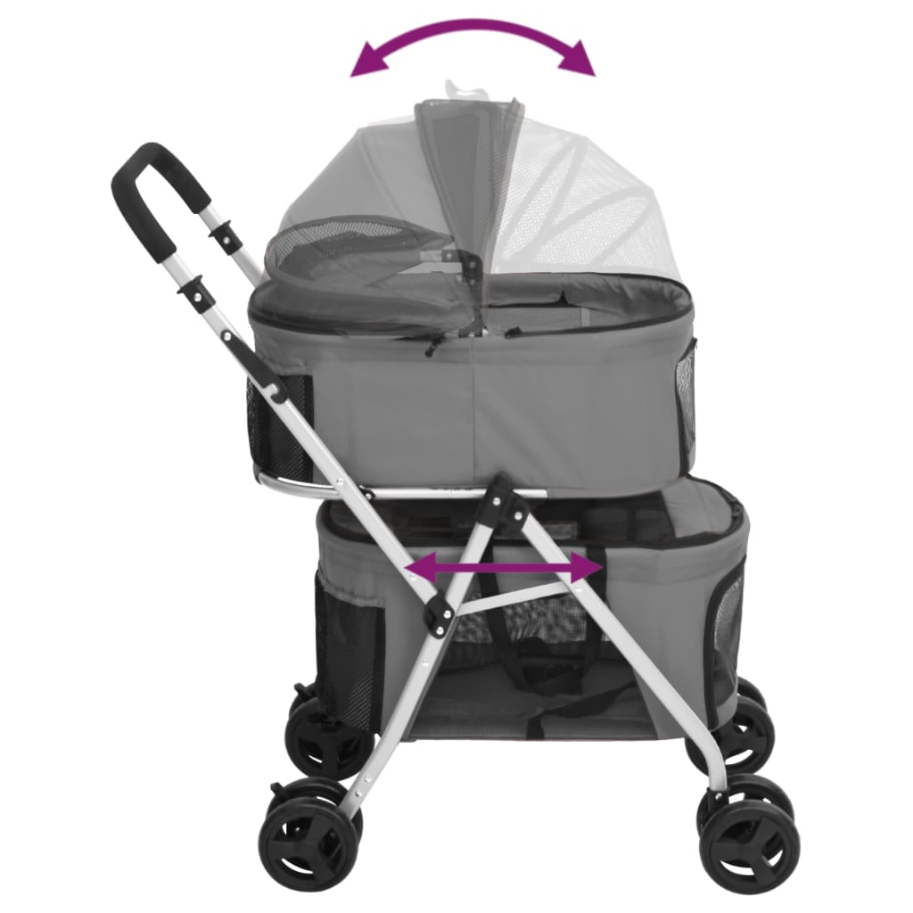 vidaXL Hondenwagen 2-laags inklapbaar 83x48x97 cm oxford stof grijs