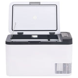 vidaXL Koelbox met handvat en adapter 18 L PP & PE zwart en wit