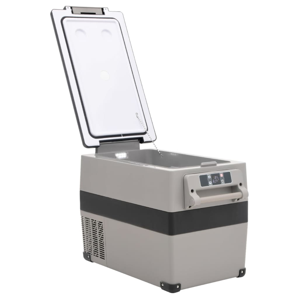 vidaXL Koelbox met handvat en adapter 35 L PP & PE zwart en grijs