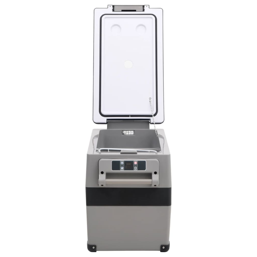vidaXL Koelbox met handvat en adapter 35 L PP & PE zwart en grijs