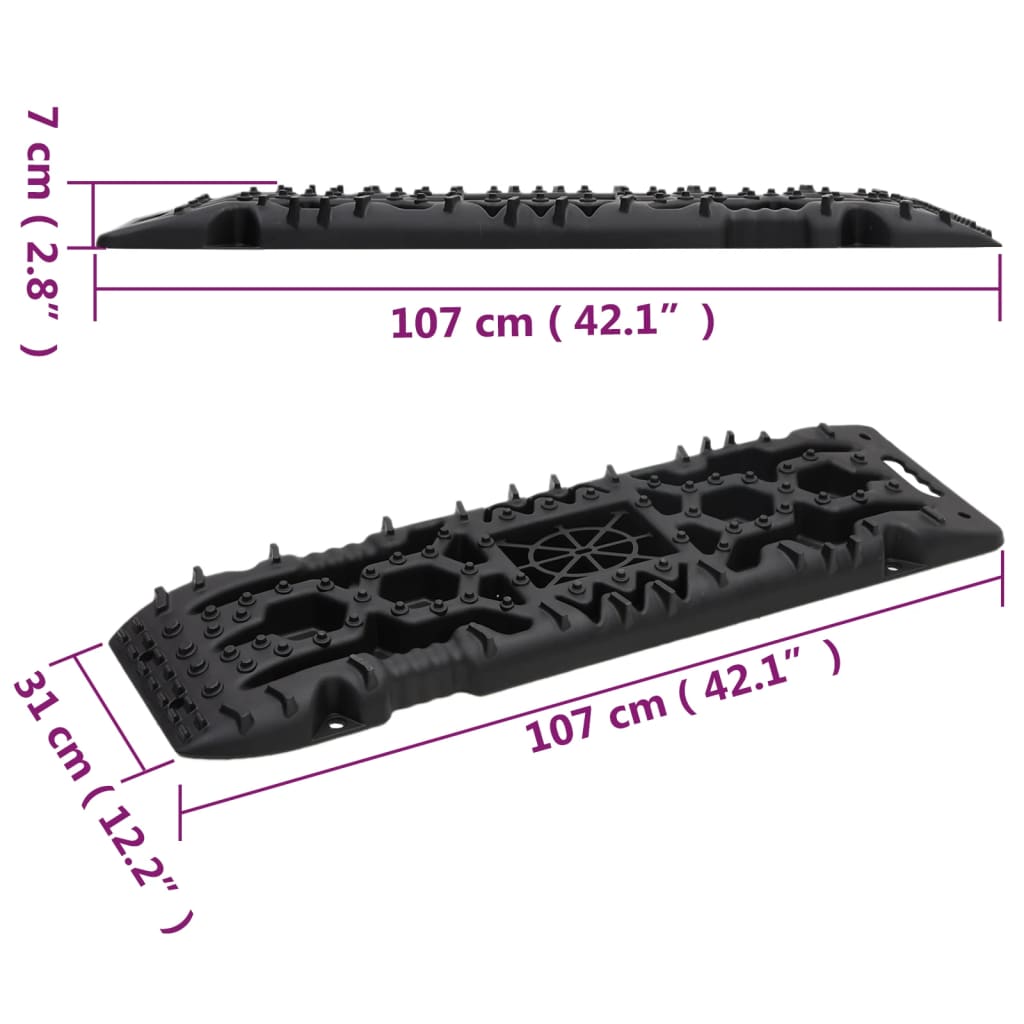 vidaXL Grip Plates 2 pcs 107x31x7 cm nylon black