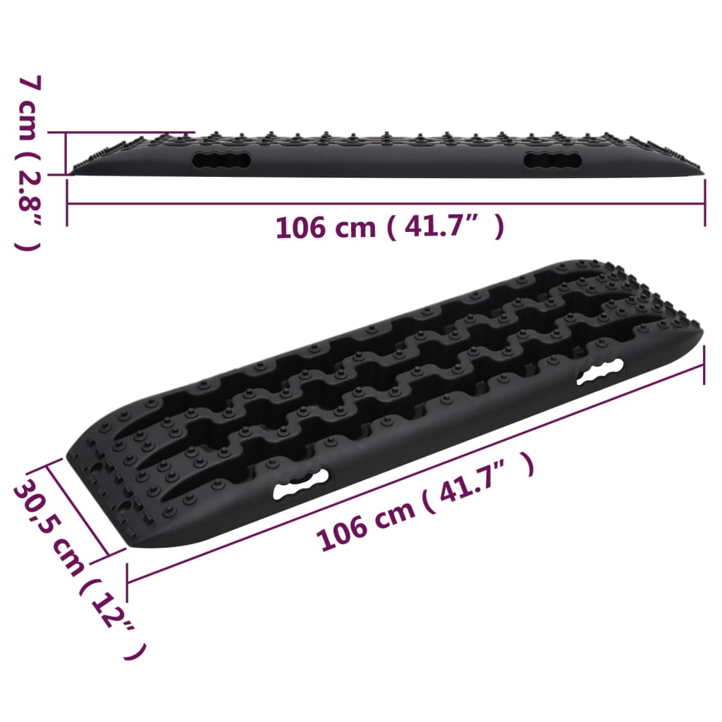 vidaXL Gripplaten 2 st 106x30,5x7 cm nylon zwart