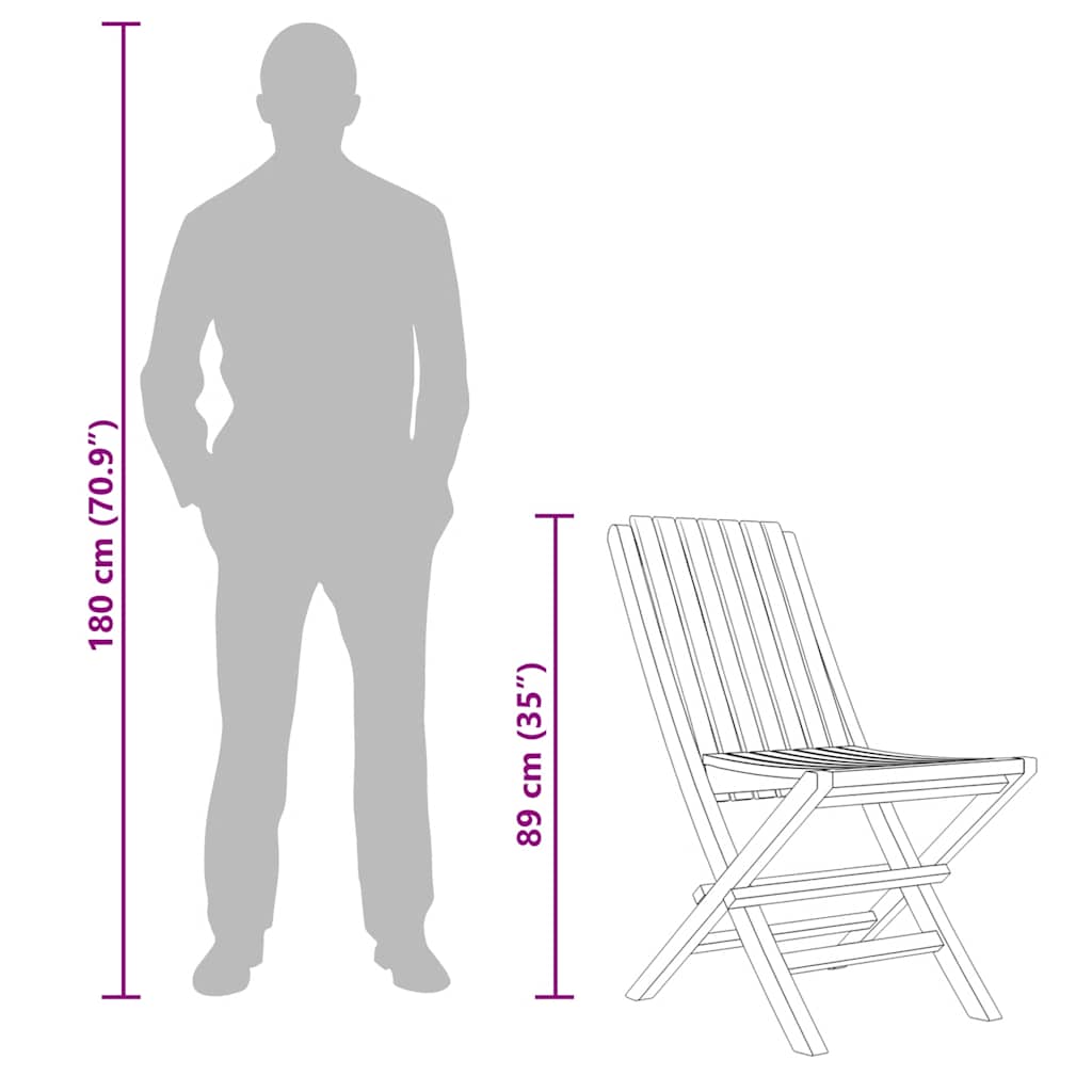 vidaXL Tuinstoelen 4 st inklapbaar 47x47x89 cm massief teakhout