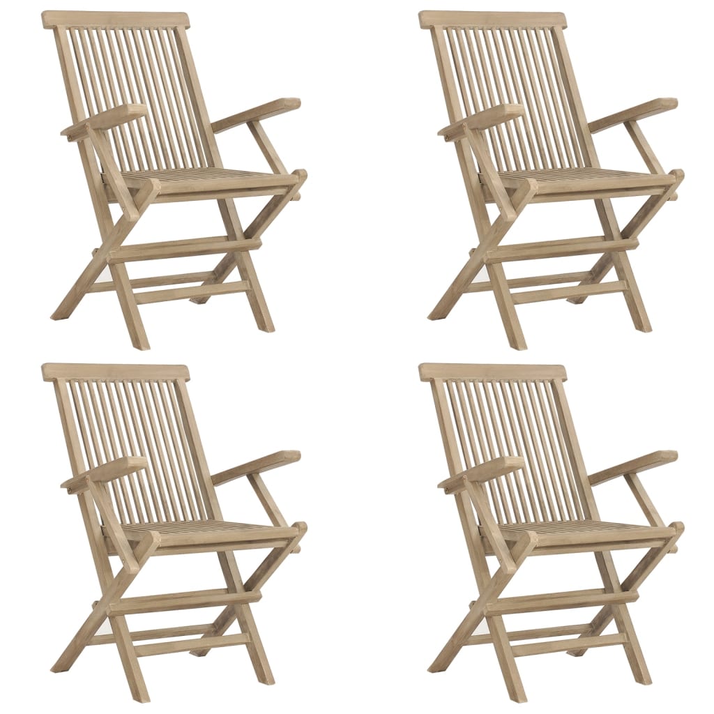 vidaXL Tuinstoelen inklapbaar 4 st 56x61x89 cm massief teakhout grijs