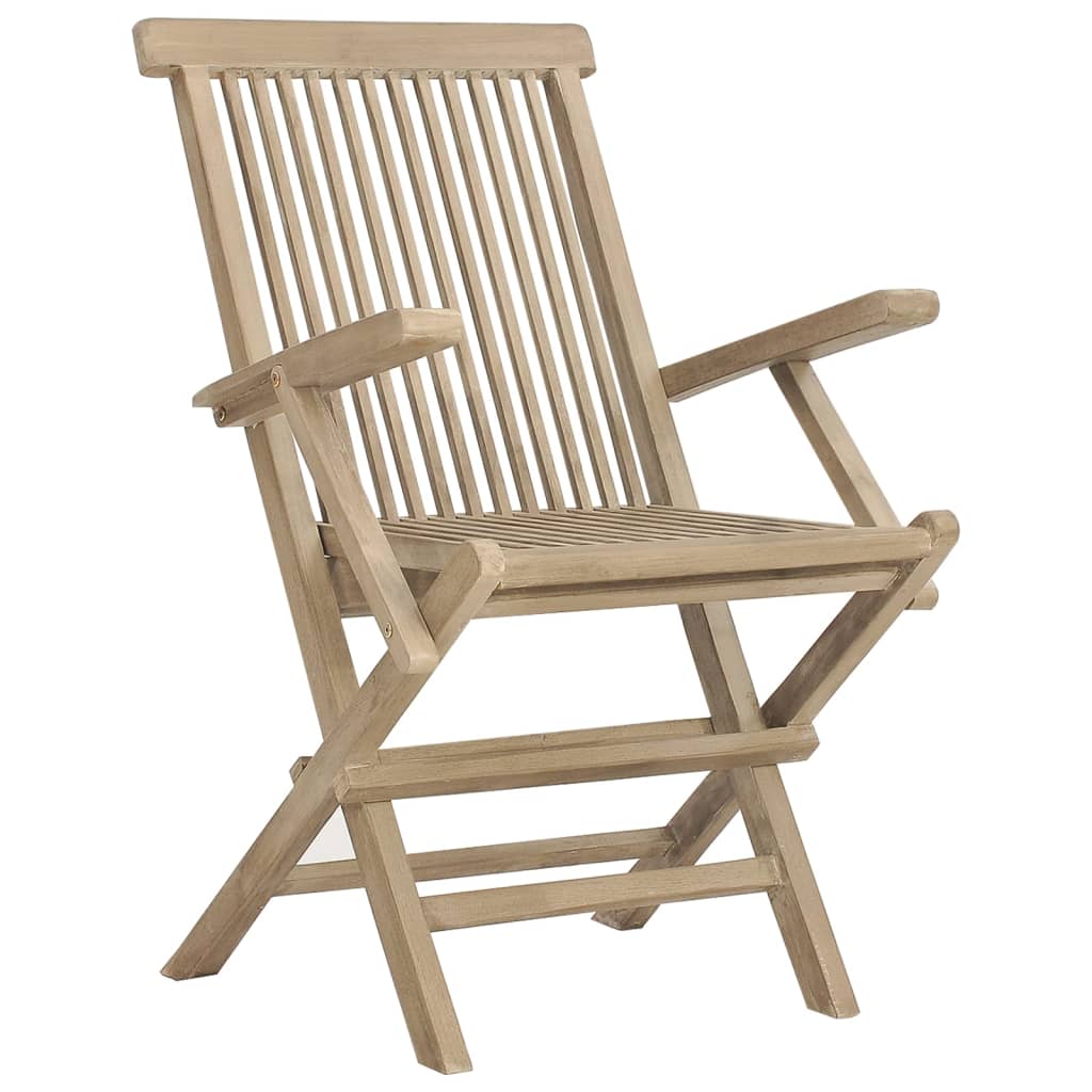 vidaXL Tuinstoelen inklapbaar 4 st 56x61x89 cm massief teakhout grijs