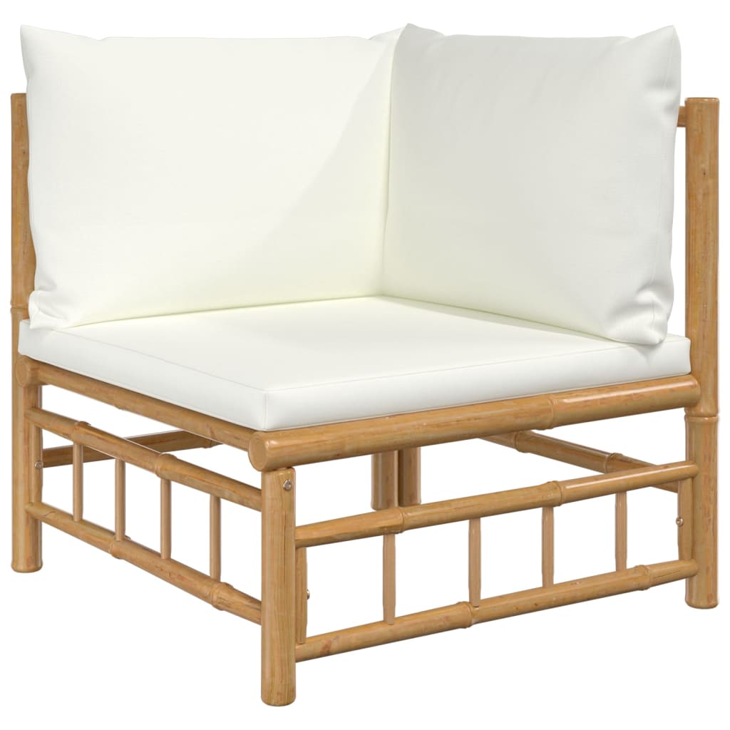 vidaXL 6-Piece Lounge Set with Cushions Bamboo Cream White