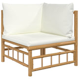 vidaXL 6-Piece Lounge Set with Cushions Bamboo Cream White