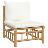 vidaXL 6-Piece Lounge Set with Cushions Bamboo Cream White