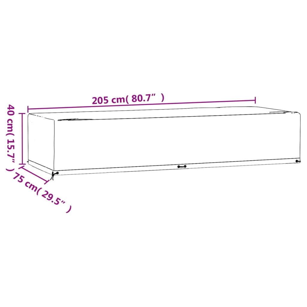 vidaXL Ligbedhoezen 2 st met 12 oogjes 205x75x40 cm polyetheen