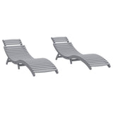 vidaXL Ligbedden 2 st 184x55x64 cm massief acaciahout grijs