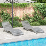 vidaXL Ligbedden 2 st 184x55x64 cm massief acaciahout grijs