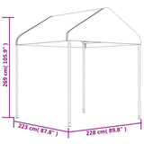 vidaXL Prieel met dak 4,46x2,28x2,69 m polyetheen wit